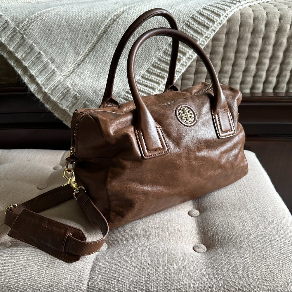 Tory Burch City Satchel - Smoke Brown